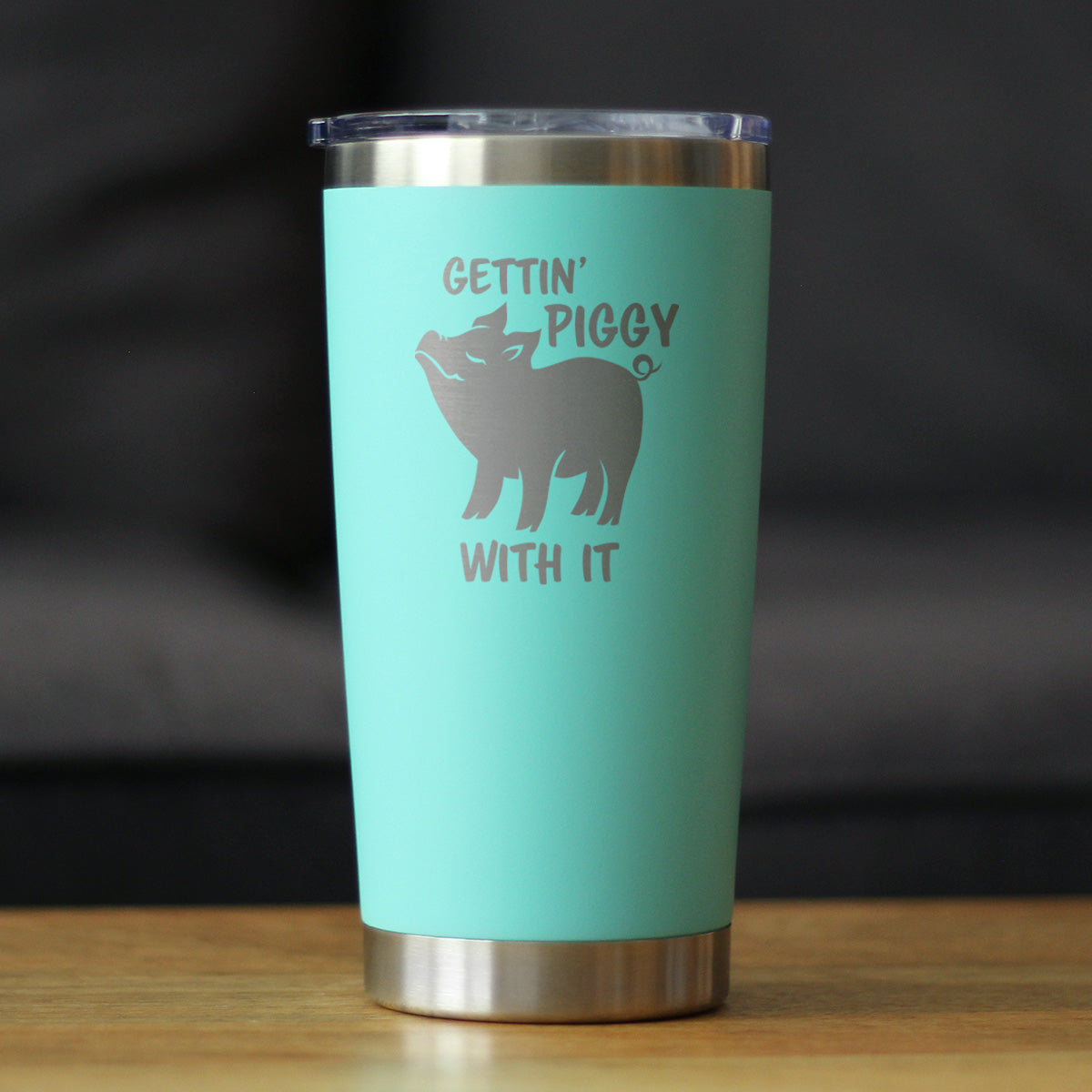 Gettin Piggy - Insulated Coffee Tumbler Cup with Sliding Lid - Stainless Steel Insulated Mug - Pig Themed Coffee Gifts - Tampa soil911.com