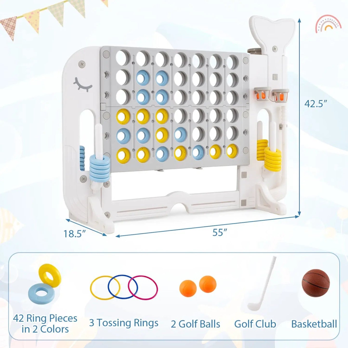 Giant Connect Four Set with Ring Toss Game