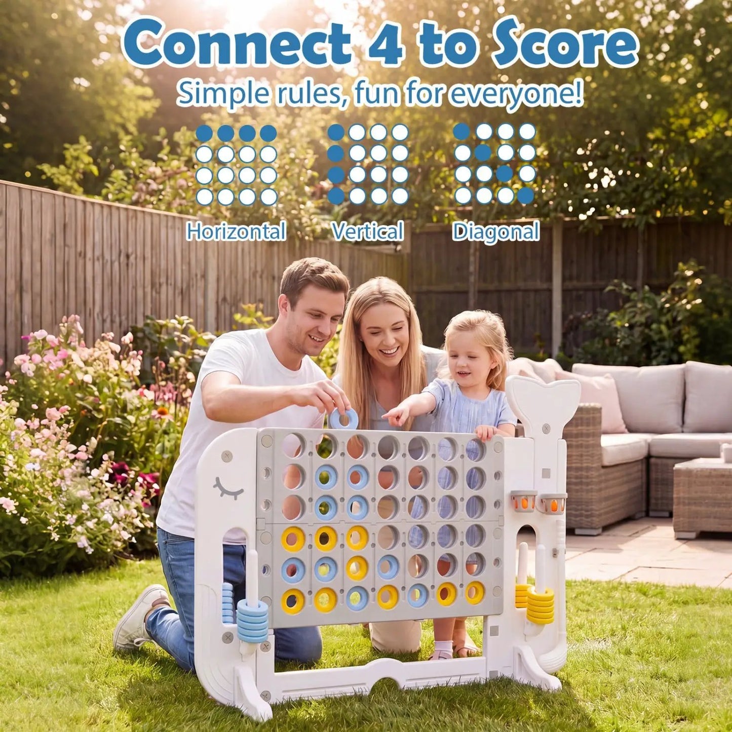 Giant Connect Four Set with Ring Toss Game