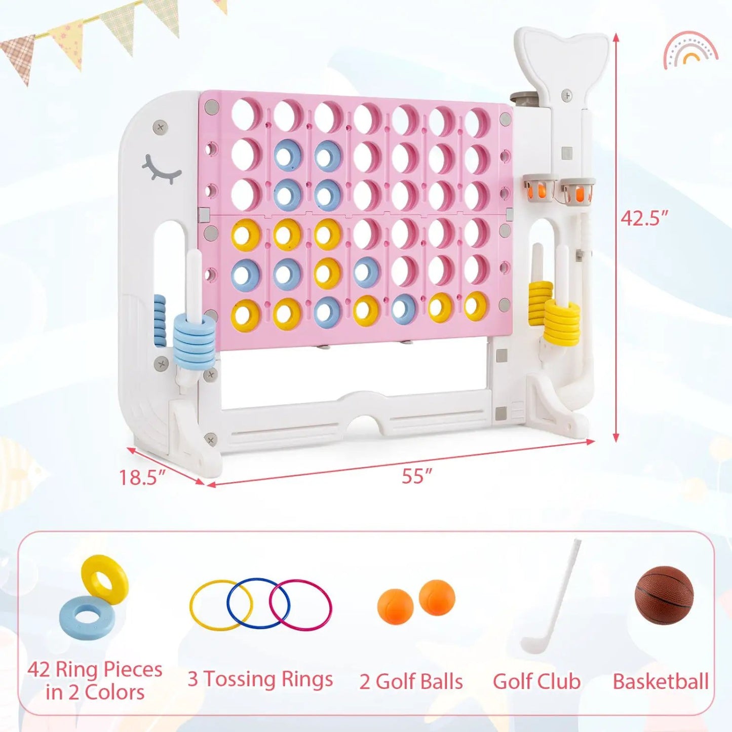 Giant Connect Four Set with Ring Toss Game