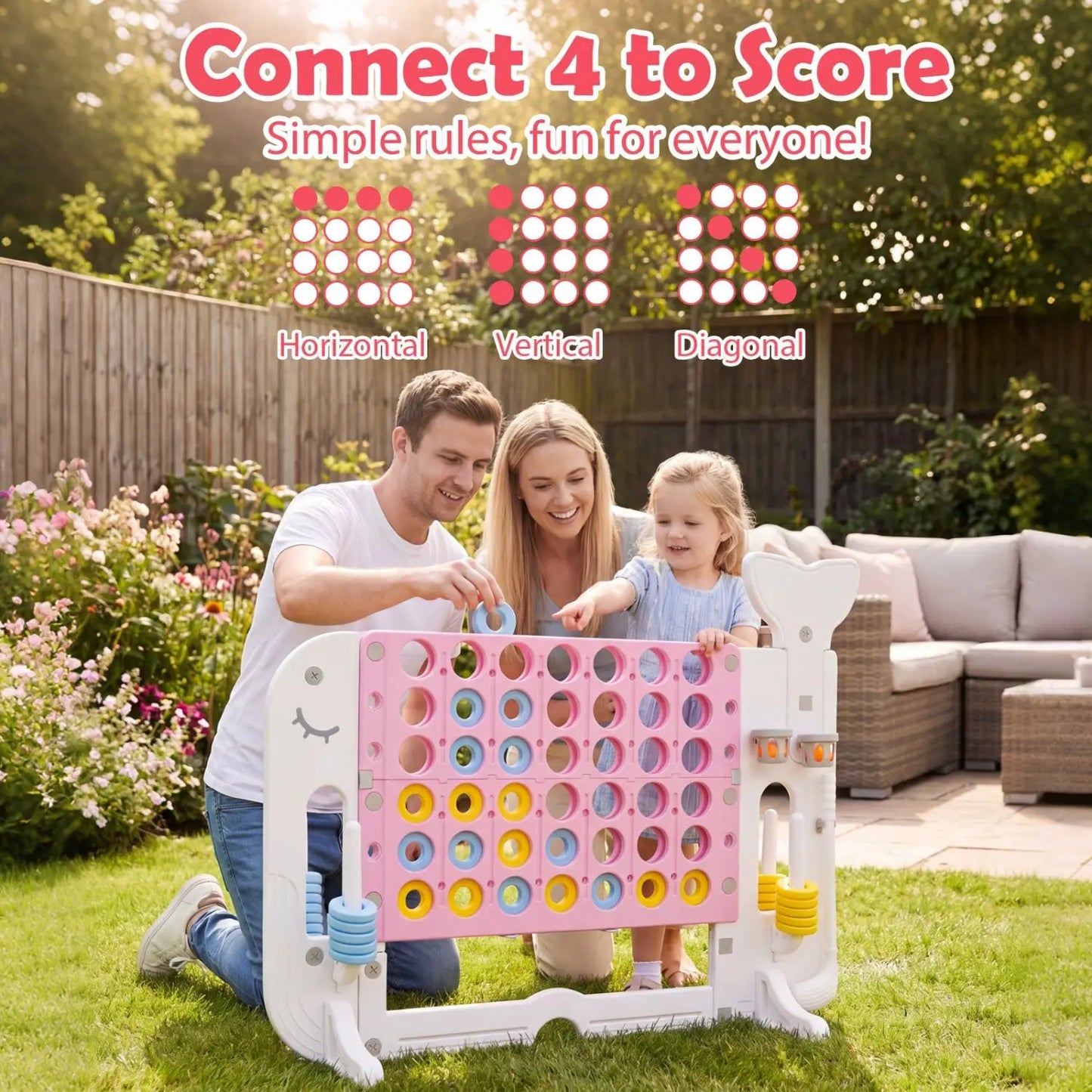 Giant Connect Four Set with Ring Toss Game