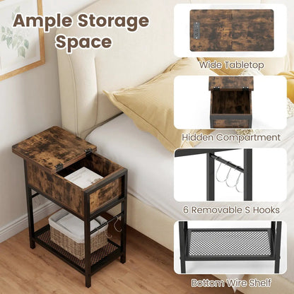 End Table With Charging Station and Usb Ports
