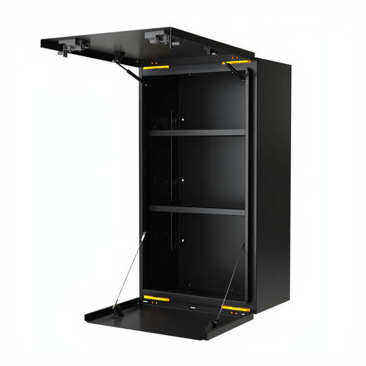 Avatar Giga Largest Storage Box avatar offroad black metal cabinet with hinged lid and orange lights on Tampa Home & Garden Store