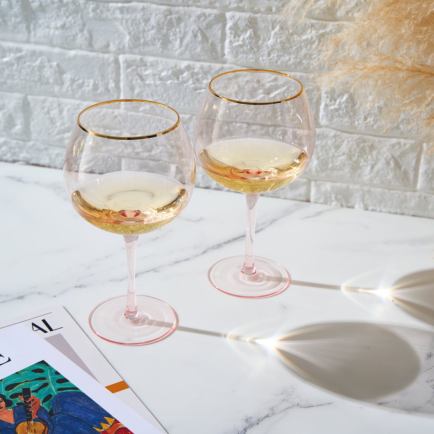Pink Palazzo Stemmed Wine Glassware Set of Two