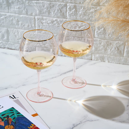 Pink Palazzo Stemmed Wine Glassware Set of Two