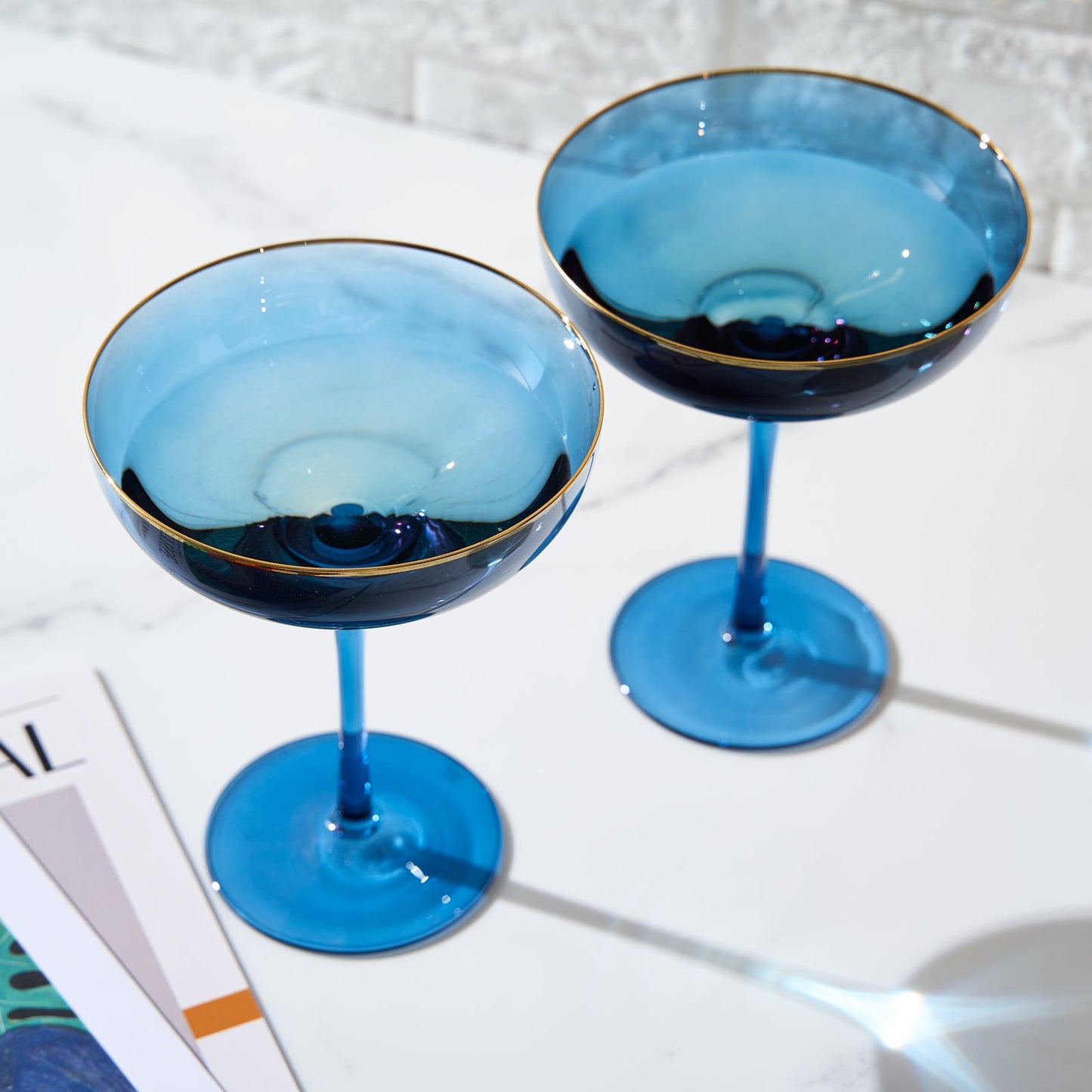 Palazzo Blue Champagne Coupe Set of 2 Glasses