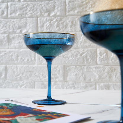 Palazzo Blue Champagne Coupe Set of 2 Glasses