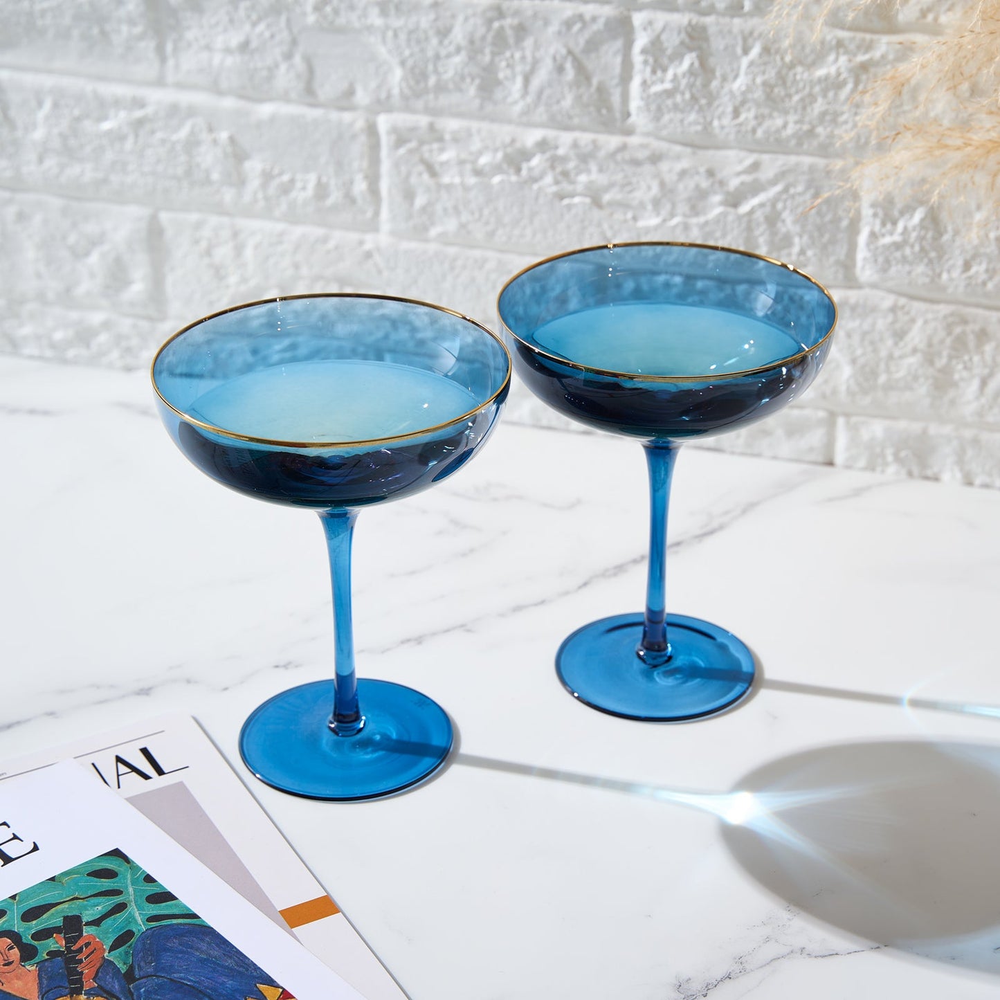 Palazzo Blue Champagne Coupe Set of 2 Glasses