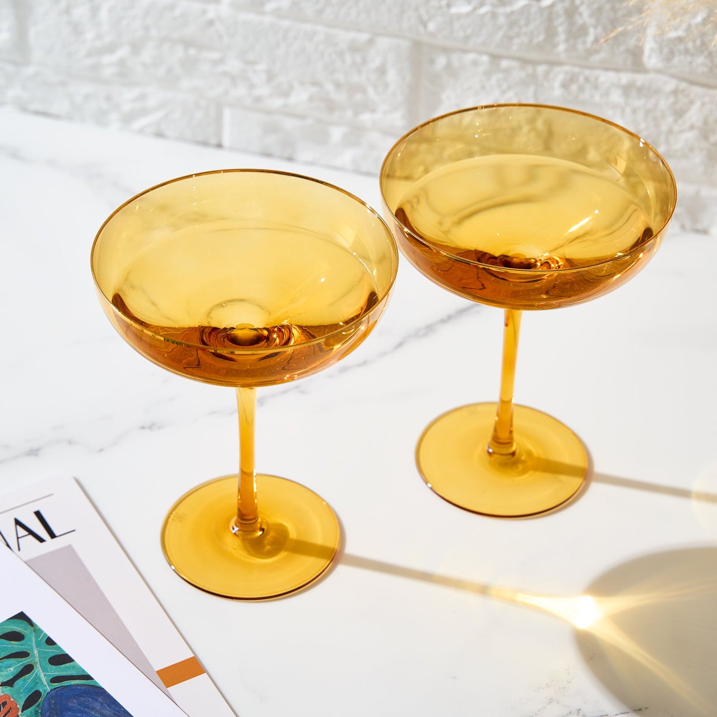 Set of 2 Yellow Palazzo Champagne Coupez Glasses