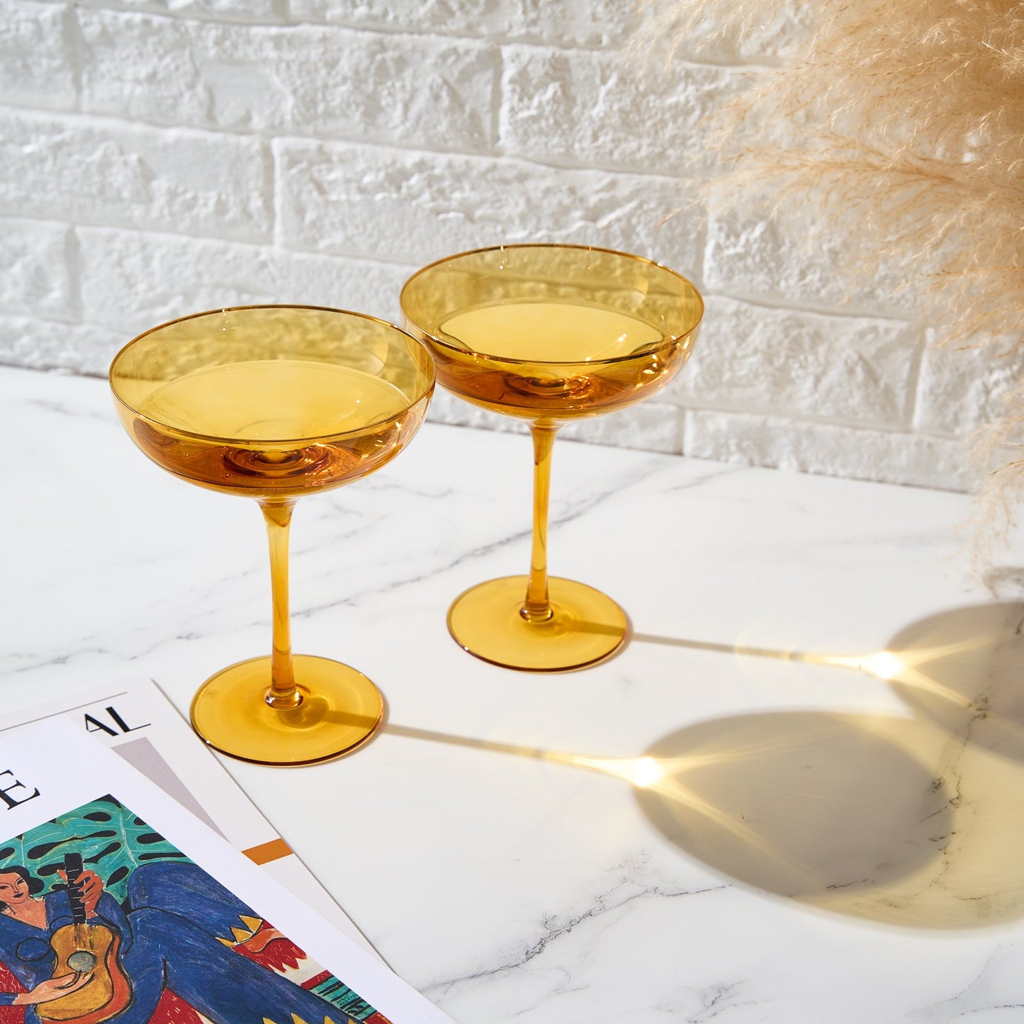 Set of 2 Yellow Palazzo Champagne Coupez Glasses