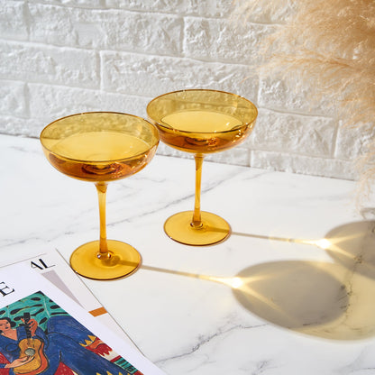 Set of 2 Yellow Palazzo Champagne Coupez Glasses