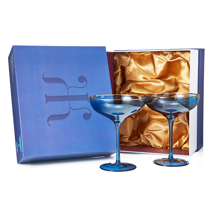 Palazzo Blue Champagne Coupe Set of 2 Glasses