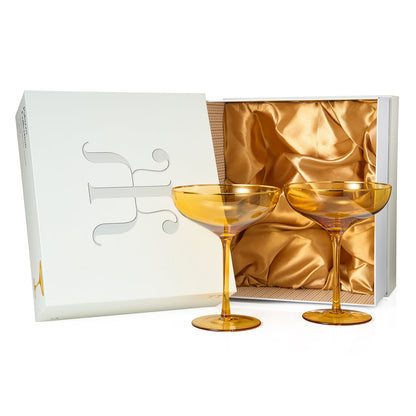 Set of 2 Yellow Palazzo Champagne Coupez Glasses