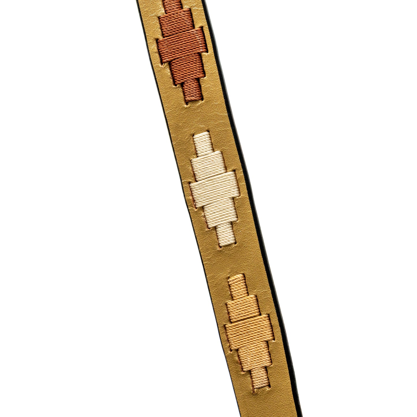 Gilded Solstice Leather Dog Leash by Halter Ego, gold-tan leather with braided beige center on Tampa Home & Garden Store