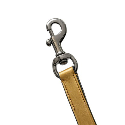 Gilded Solstice Leather Dog Leash by Halter Ego with tan leather strap and gunmetal hardware on Tampa Home & Garden Store