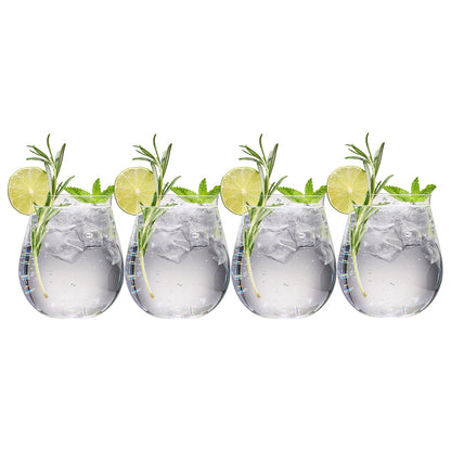 Set of Four Specialty Gin Lowball Glasses