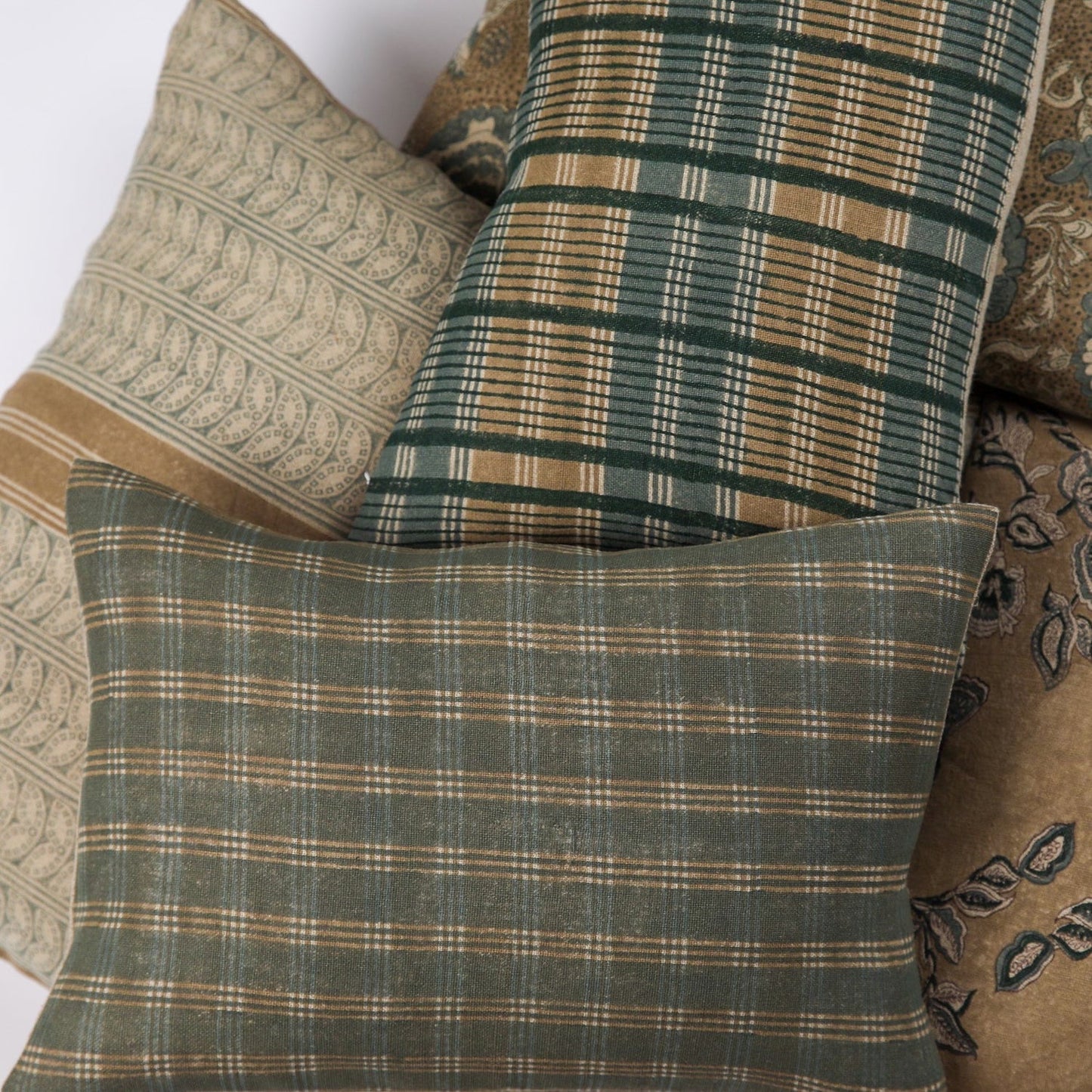 Gina Linen Block Print Throw Pillow Cover, Sand - Tampa Home & Garden Store