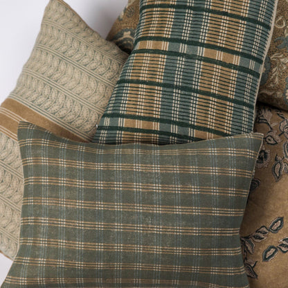 Gina Linen Block Print Throw Pillow Cover, Sand - Tampa Home & Garden Store