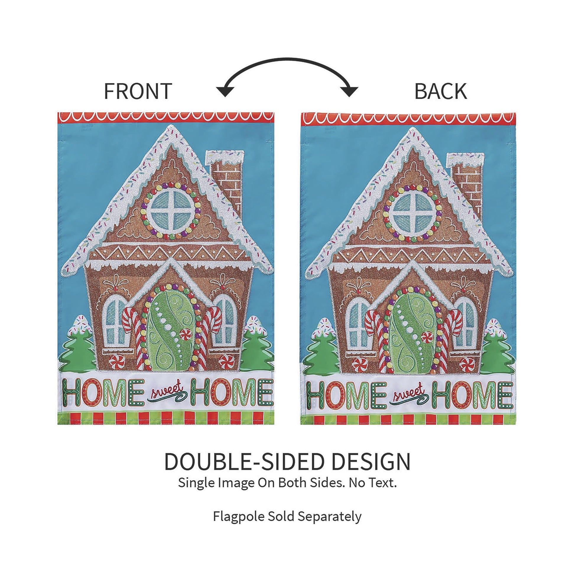Gingerbread Home Sweet Home Applique Garden Flag - Tampa Home & Garden Store