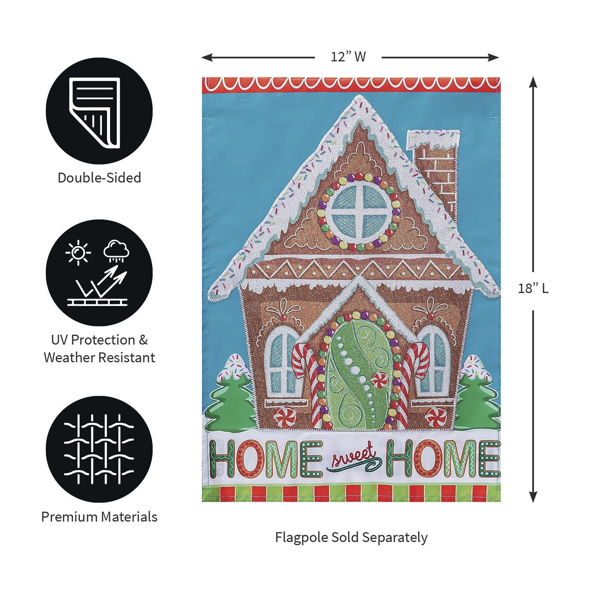 Gingerbread Home Sweet Home Applique Garden Flag - Tampa Home & Garden Store