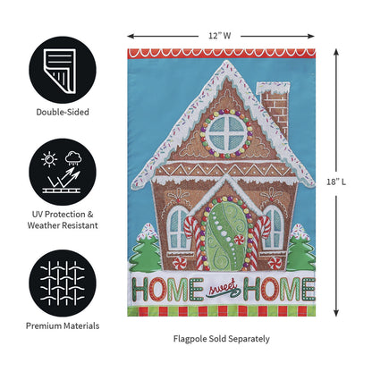 Gingerbread Home Sweet Home Applique Garden Flag - Tampa Home & Garden Store