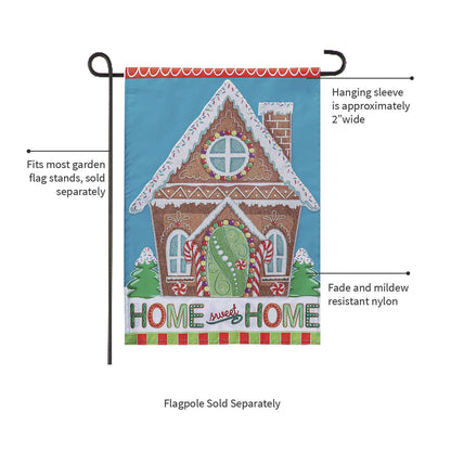 Gingerbread Home Sweet Home Applique Garden Flag - Tampa Home & Garden Store