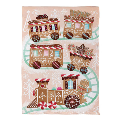 Gingerbread Train Suede Garden Flag - Tampa Home & Garden Store