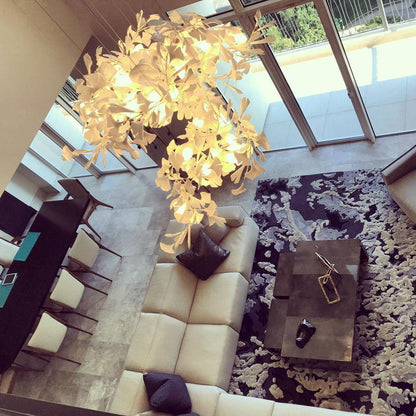 Chandelier Moktan Sabai Ginkgo Leaf Linear Chandelier with Flexible Branches, dining light on Tampa Home & Garden Store