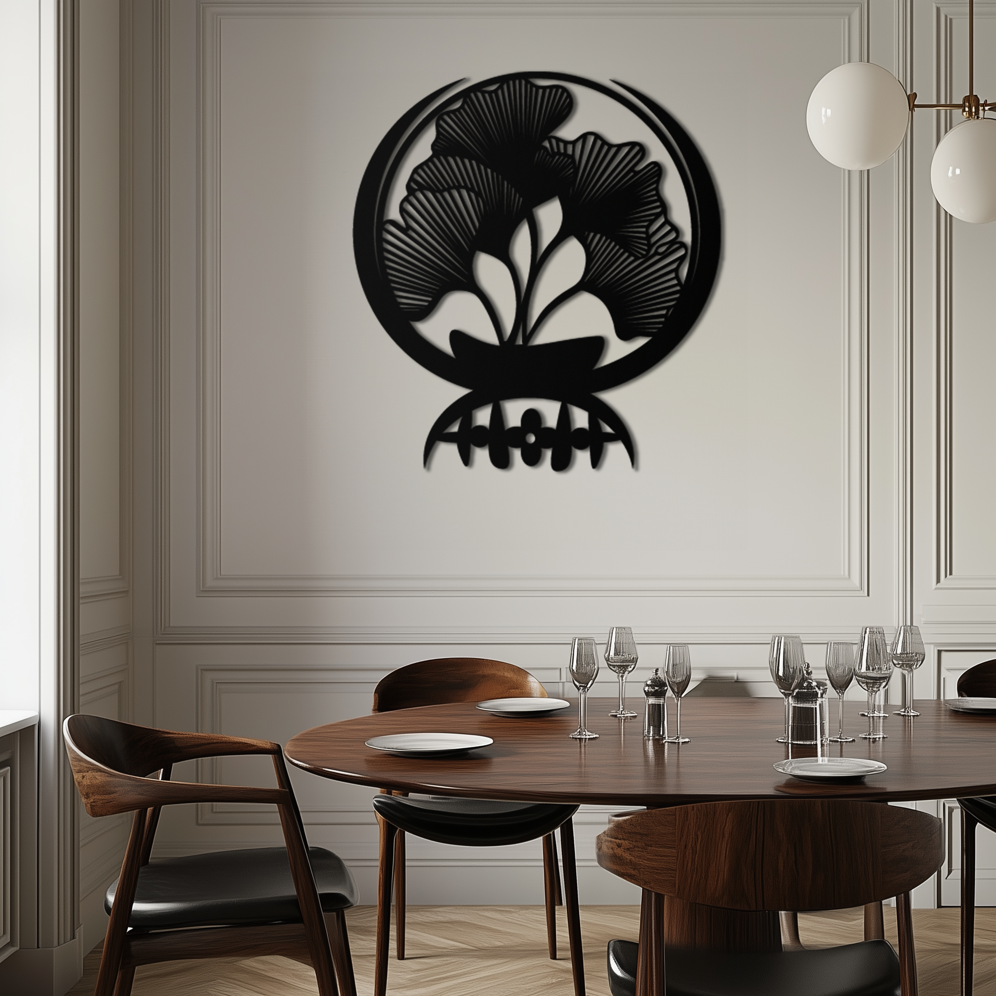 Ginkgo Leaves Abstract Metal Wall Art – Elegant Nature-Inspired Black Steel Decor for Modern Home Interiors- KAF441 - Tampa Home & Garden Store