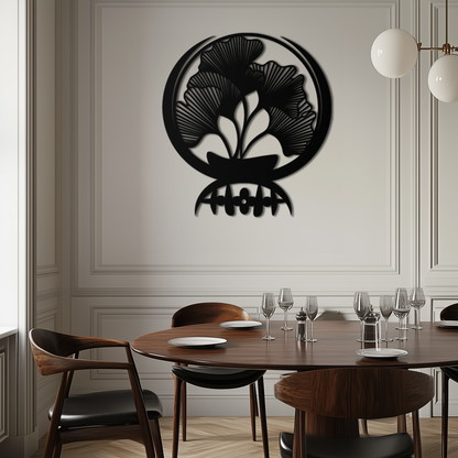 Ginkgo Leaves Abstract Metal Wall Art – Elegant Nature-Inspired Black Steel Decor for Modern Home Interiors- KAF441 - Tampa Home & Garden Store