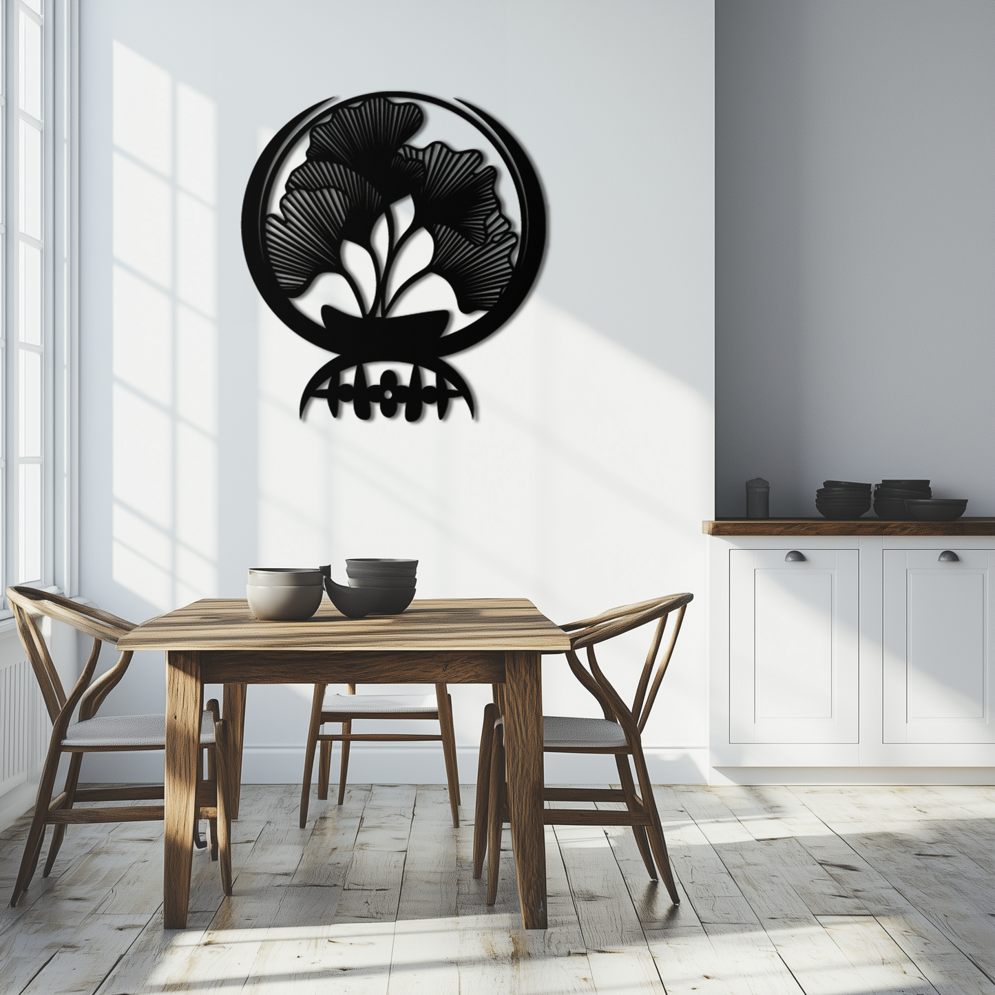 Ginkgo Leaves Abstract Metal Wall Art – Elegant Nature-Inspired Black Steel Decor for Modern Home Interiors- KAF441 - Tampa Home & Garden Store