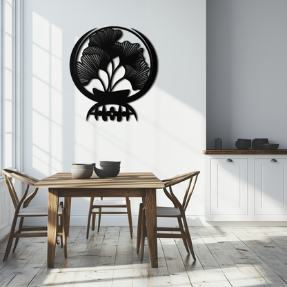 Ginkgo Leaves Abstract Metal Wall Art – Elegant Nature-Inspired Black Steel Decor for Modern Home Interiors- KAF441 - Tampa Home & Garden Store