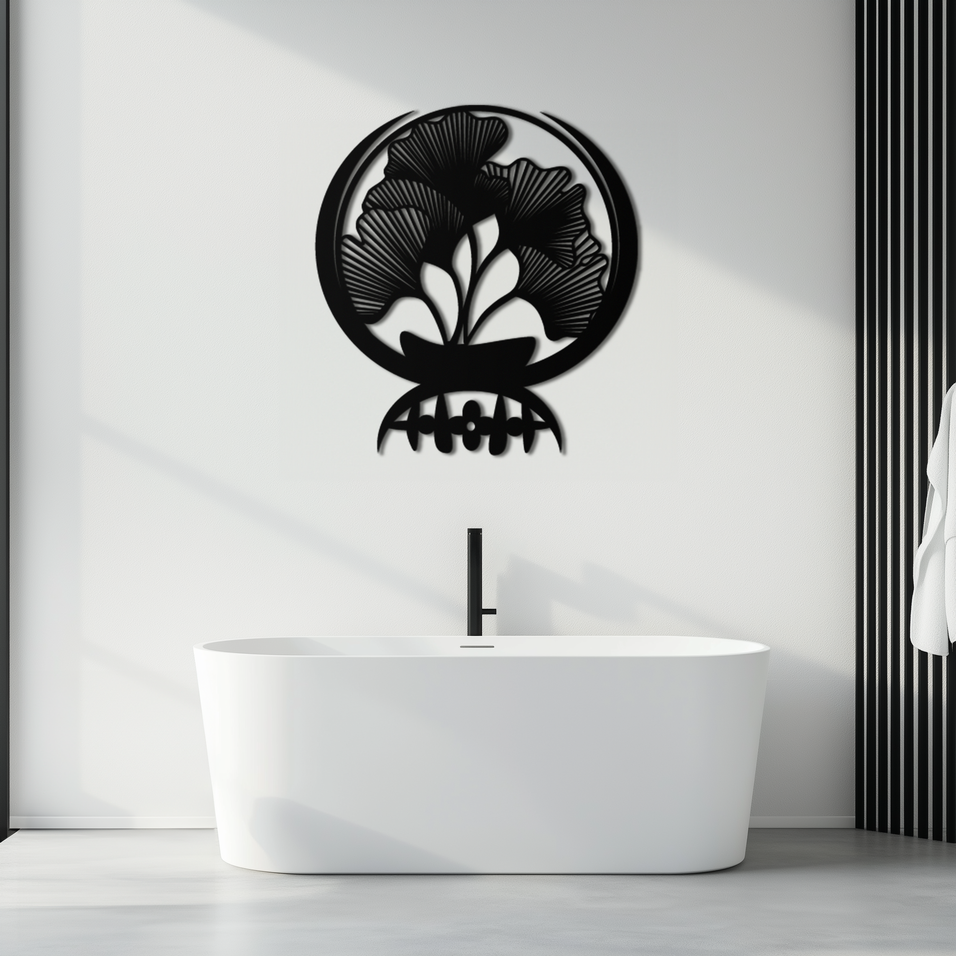 Ginkgo Leaves Abstract Metal Wall Art – Elegant Nature-Inspired Black Steel Decor for Modern Home Interiors- KAF441 - Tampa Home & Garden Store