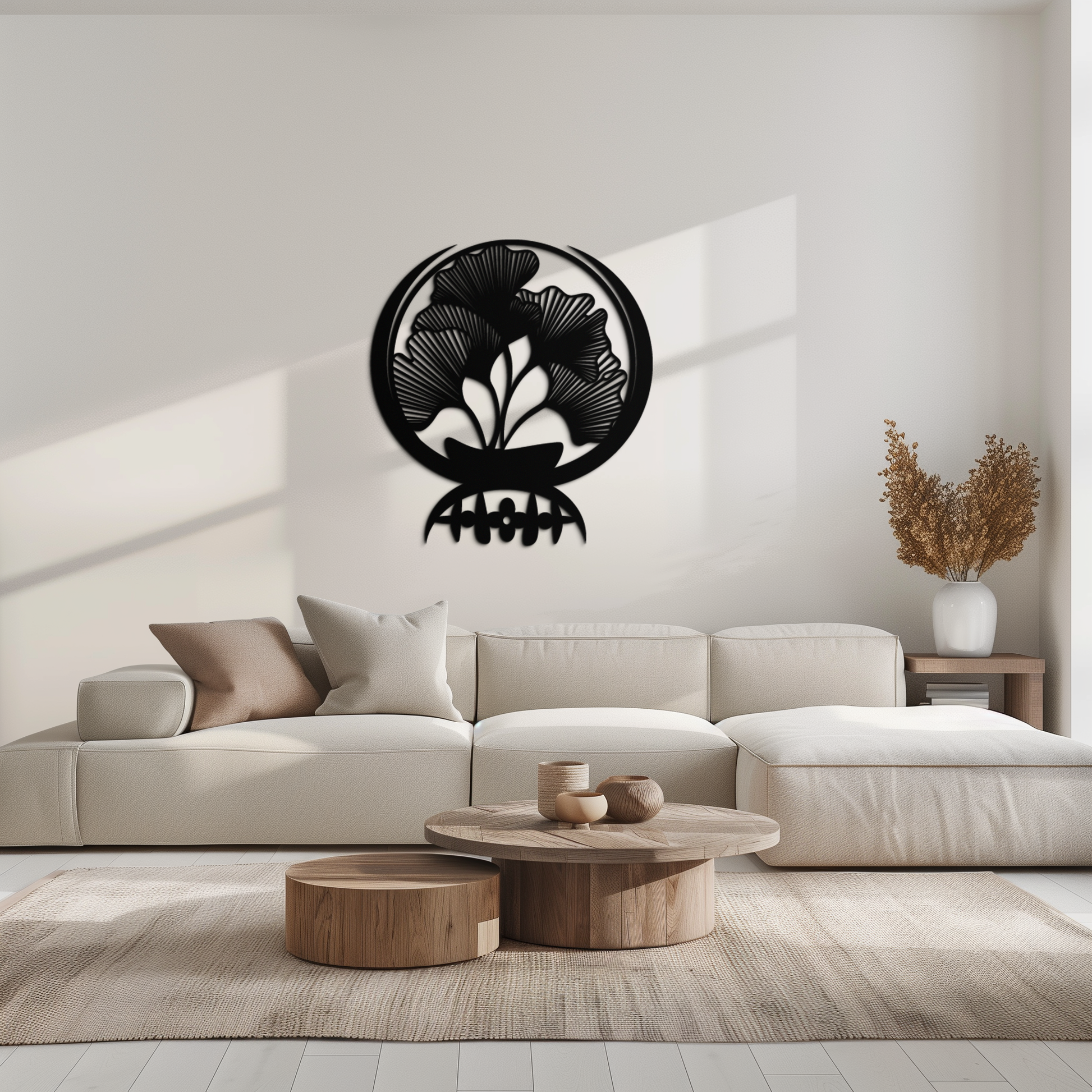 Ginkgo Leaves Abstract Metal Wall Art – Elegant Nature-Inspired Black Steel Decor for Modern Home Interiors- KAF441 - Tampa Home & Garden Store