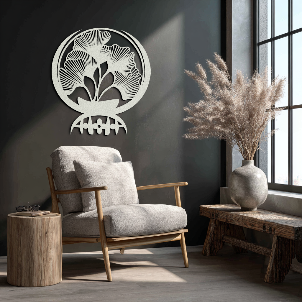Ginkgo Leaves Abstract Metal Wall Art – Elegant Nature-Inspired Black Steel Decor for Modern Home Interiors- KAF441 - Tampa Home & Garden Store