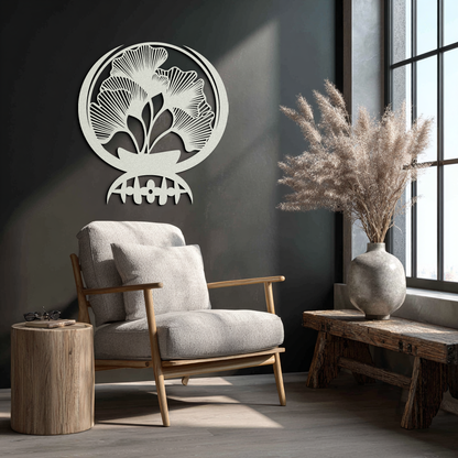 Ginkgo Leaves Abstract Metal Wall Art – Elegant Nature-Inspired Black Steel Decor for Modern Home Interiors- KAF441 - Tampa Home & Garden Store