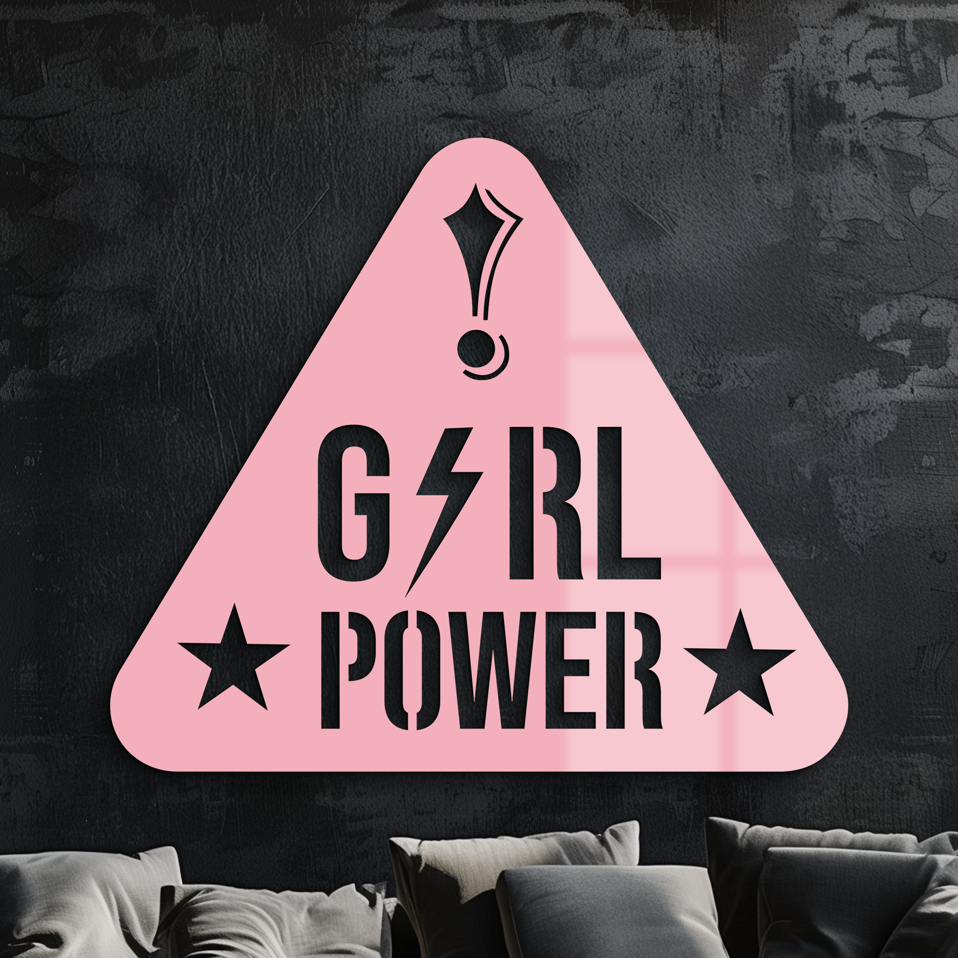 Girl Power Triangle Silhouette Metal Wall Art – Feminist Symbol Design - KAFGP040 - Tampa Home & Garden Store