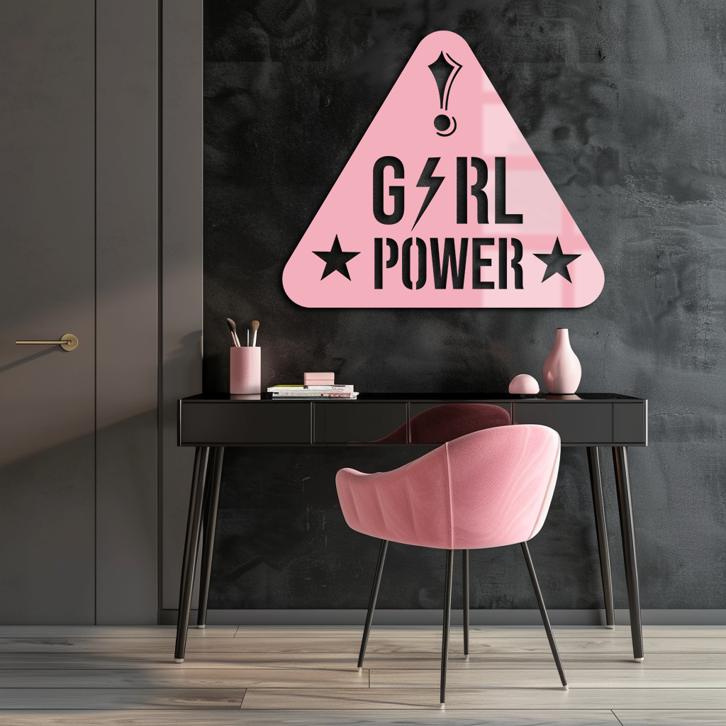 Girl Power Triangle Silhouette Metal Wall Art – Feminist Symbol Design - KAFGP040 - Tampa Home & Garden Store