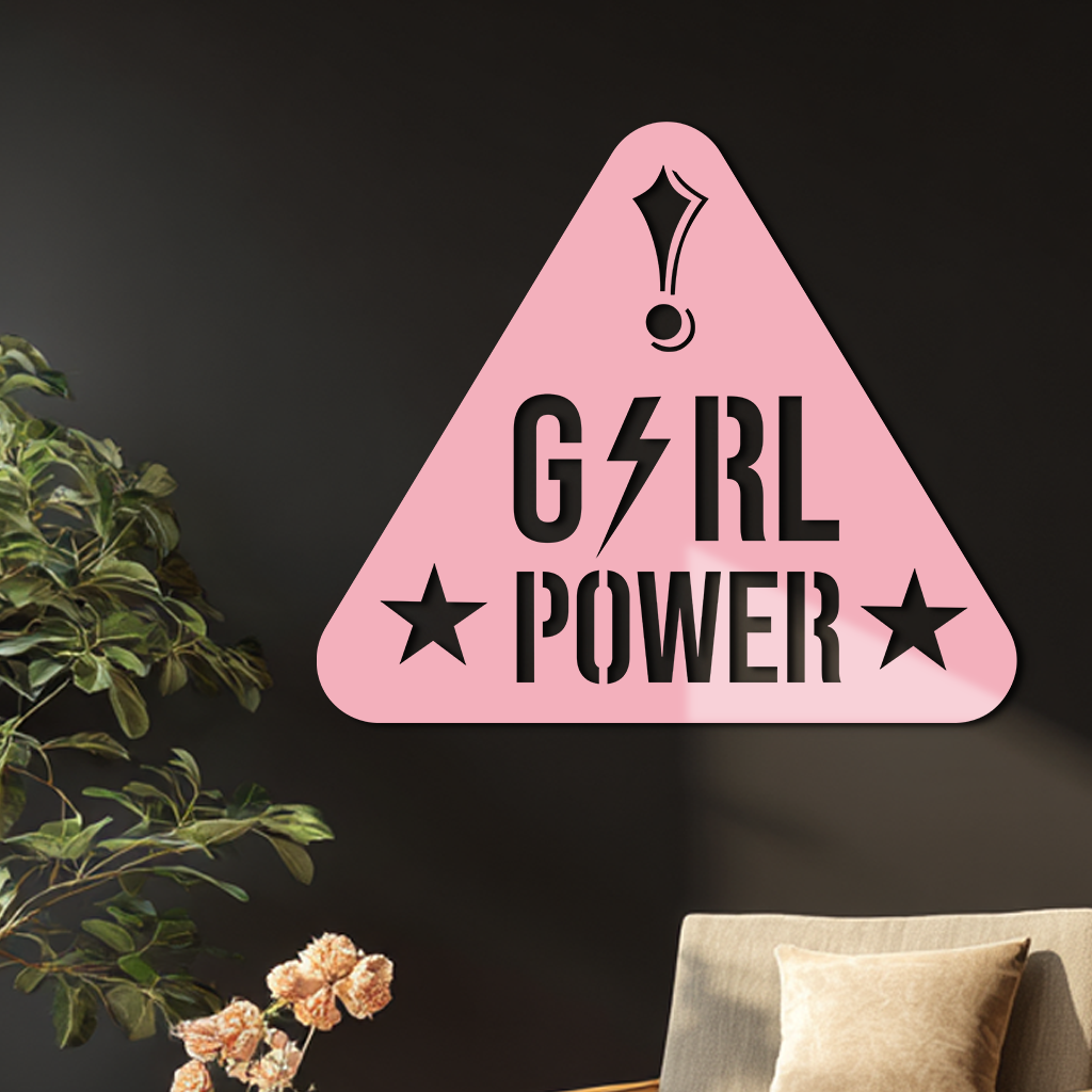 Girl Power Triangle Silhouette Metal Wall Art – Feminist Symbol Design - KAFGP040 - Tampa Home & Garden Store