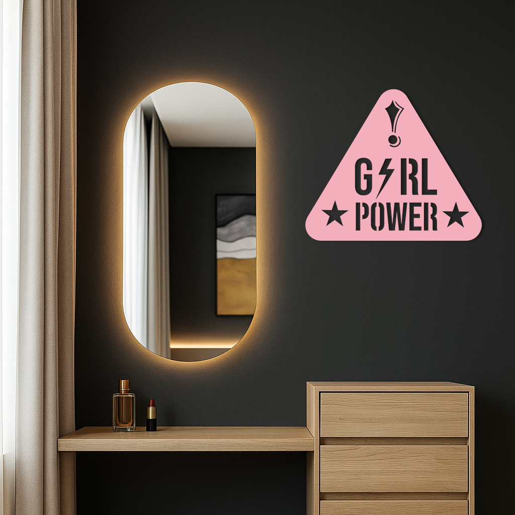 Girl Power Triangle Silhouette Metal Wall Art – Feminist Symbol Design - KAFGP040 - Tampa Home & Garden Store