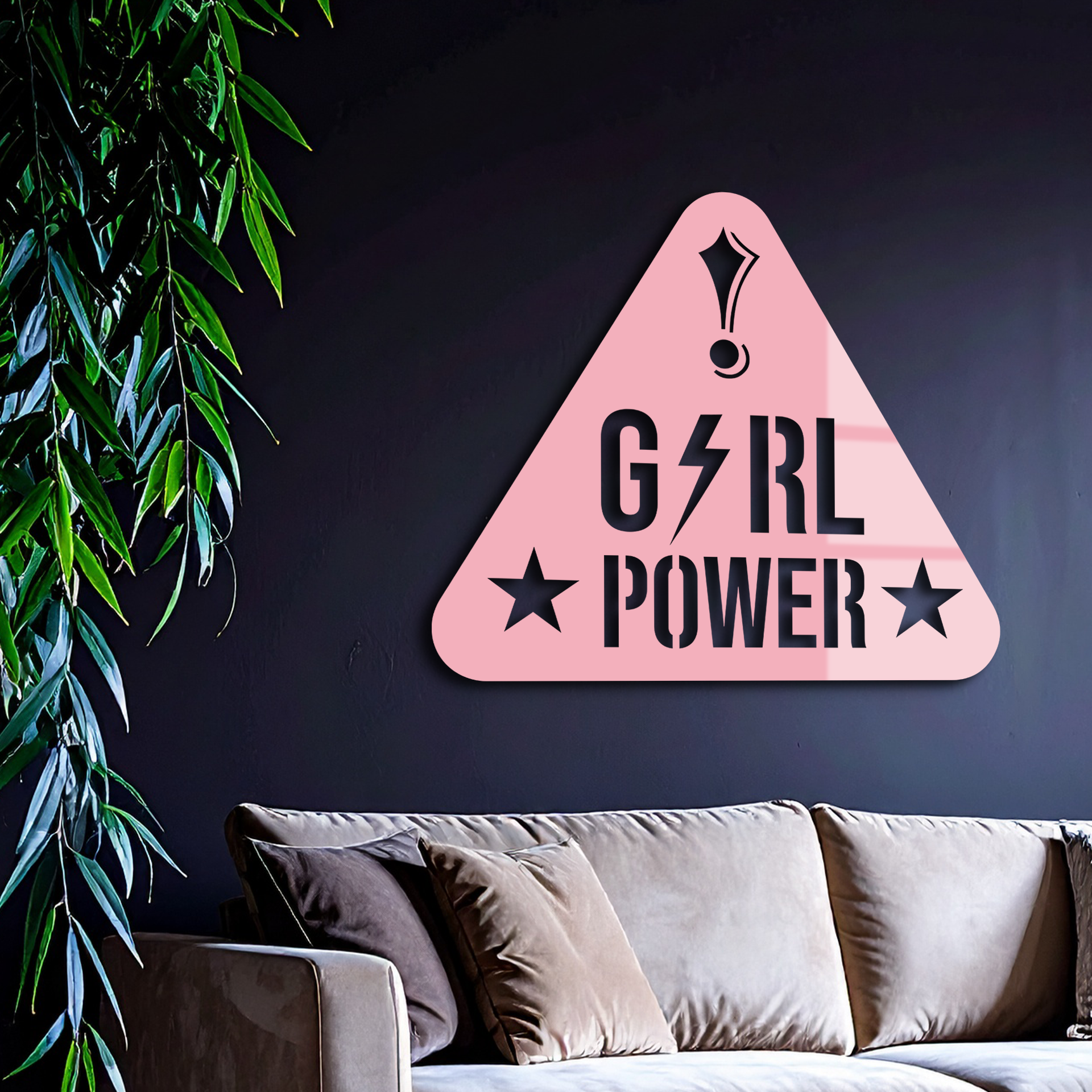 Girl Power Triangle Silhouette Metal Wall Art – Feminist Symbol Design - KAFGP040 - Tampa Home & Garden Store