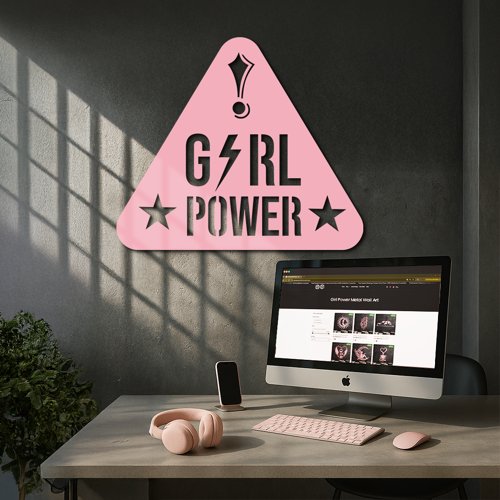 Girl Power Triangle Silhouette Metal Wall Art – Feminist Symbol Design - KAFGP040 - Tampa Home & Garden Store