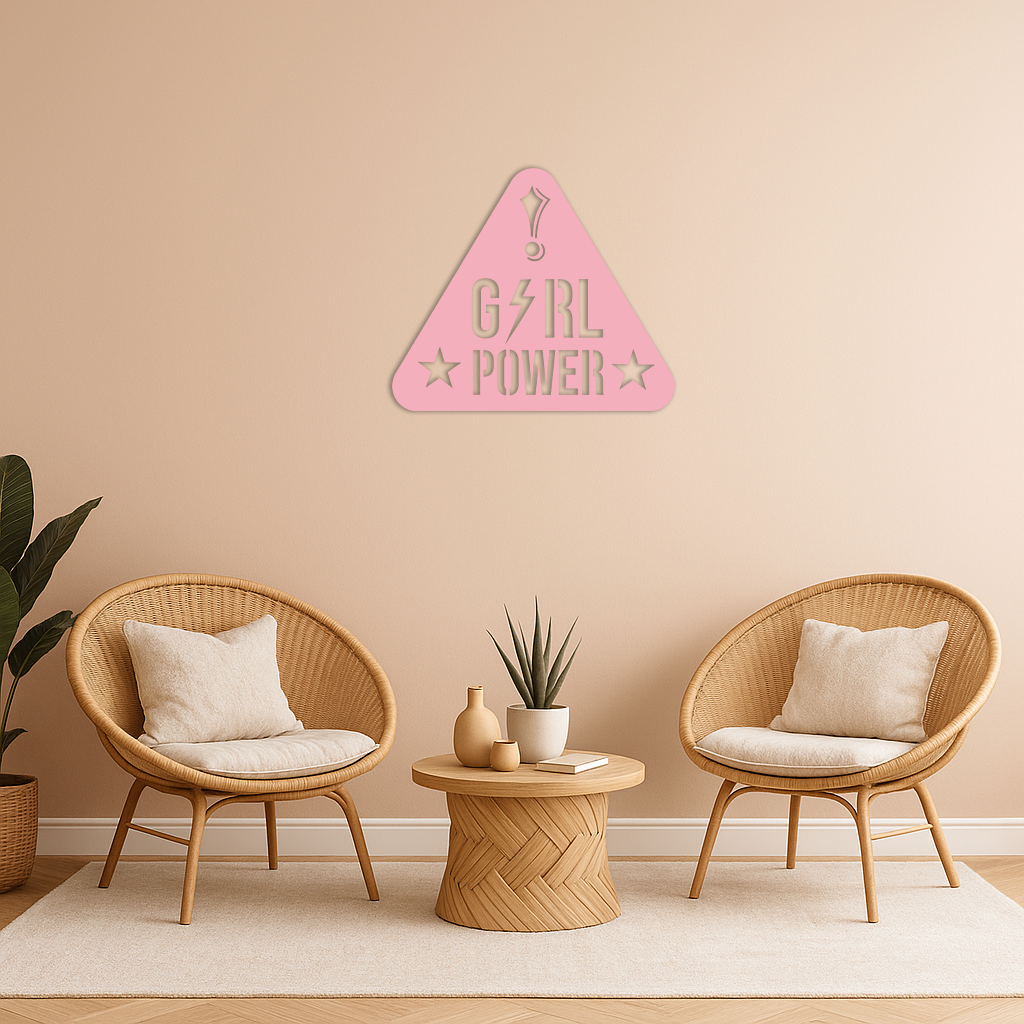 Girl Power Triangle Silhouette Metal Wall Art – Feminist Symbol Design - KAFGP040 - Tampa Home & Garden Store