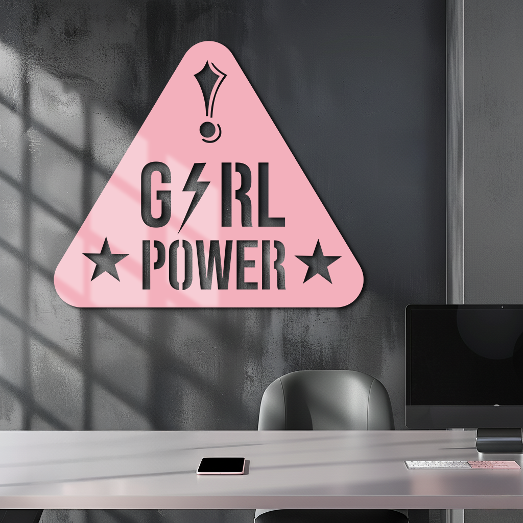 Girl Power Triangle Silhouette Metal Wall Art – Feminist Symbol Design - KAFGP040 - Tampa Home & Garden Store
