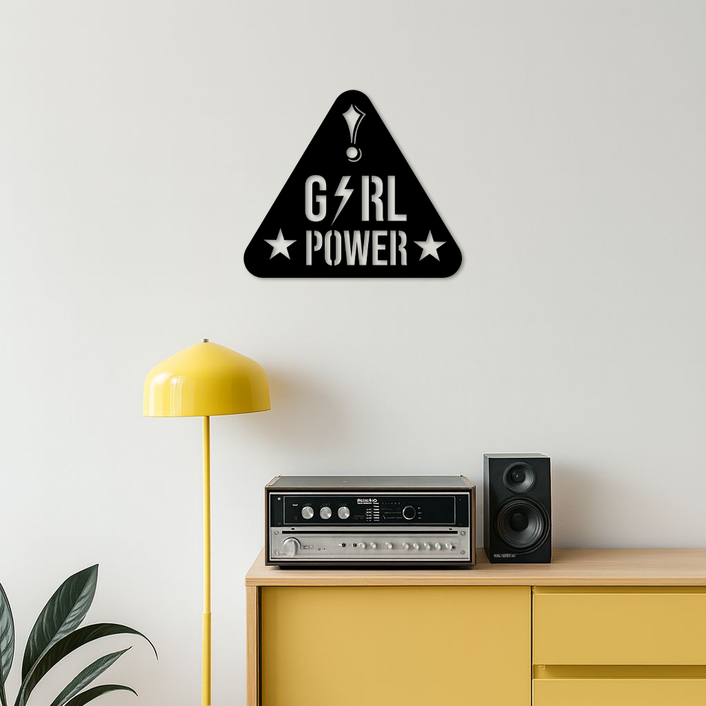 Girl Power Triangle Silhouette Metal Wall Art – Feminist Symbol Design - KAFGP040 - Tampa Home & Garden Store