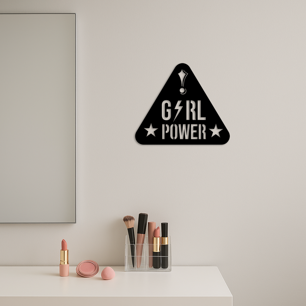 Girl Power Triangle Silhouette Metal Wall Art – Feminist Symbol Design - KAFGP040 - Tampa Home & Garden Store