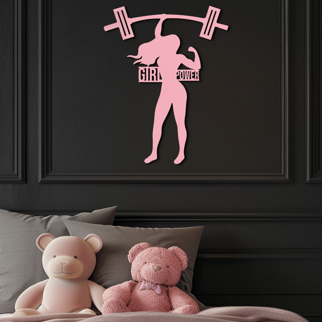 Girl Power Weightlifting Silhouette Metal Wall Art – Strong Woman Design - KAFGP041 - Tampa Home & Garden Store