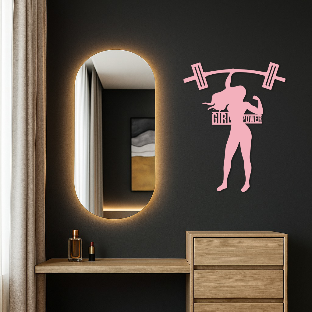 Girl Power Weightlifting Silhouette Metal Wall Art – Strong Woman Design - KAFGP041 - Tampa Home & Garden Store