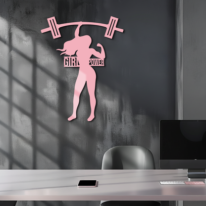 Girl Power Weightlifting Silhouette Metal Wall Art – Strong Woman Design - KAFGP041 - Tampa Home & Garden Store