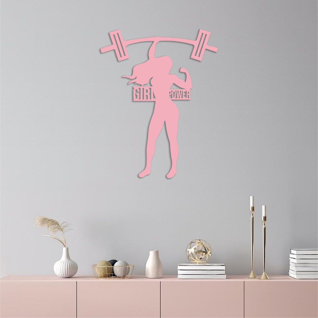 Girl Power Weightlifting Silhouette Metal Wall Art – Strong Woman Design - KAFGP041 - Tampa Home & Garden Store